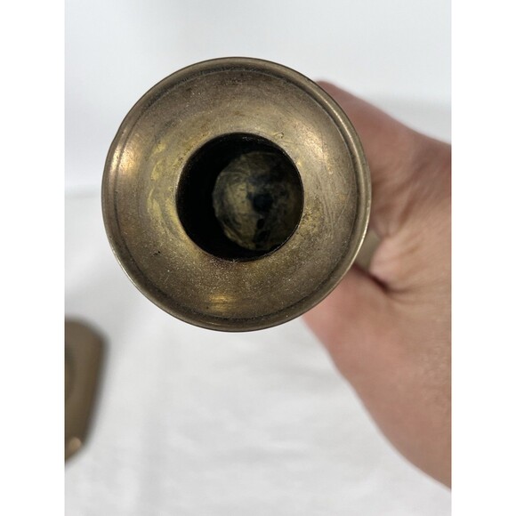 Pair of early 1800s Brass English Beehive Candlesticks, Stamped with‎ Reg # - Picture 12 of 16